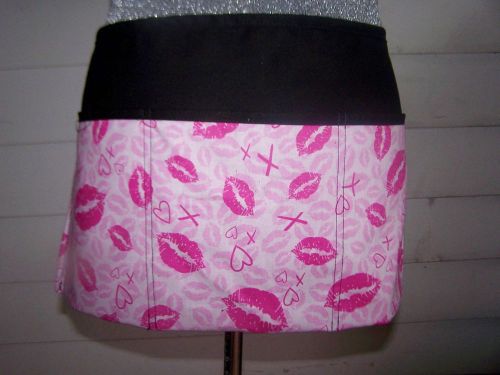 Valentine small lips pink  Print Server Waitress Cafe Bar Waist Apron
