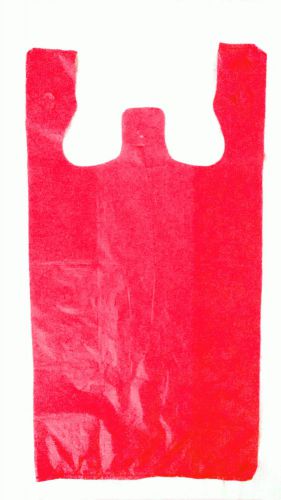 T Shirt Plastic Grocery / Shopping Bags Large 1/6 Lite Red Print Plastic Bag