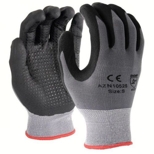 120 pairs micro foam pu / nitrile coating w/ dots nylon / lycra gloves s,m,l,xl for sale