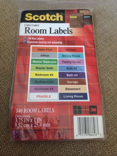 Scotch Color Coded Room Labels- 140 Room Label- 3M- New