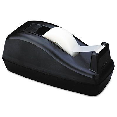 Deluxe Desktop Tape Dispenser, Attached 1&#034; Core, Heavily Weighted, Black C40-BK
