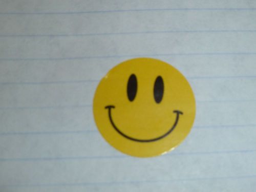 Smiley Face Labels (20 labels) 1 inch florescent yellow Stickers gloss finish