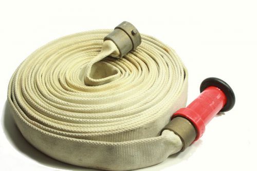 1 1/2&#034; x75&#039; fire hose w/ brass fm coupling 500 psi w/ pr inc nozzle for sale