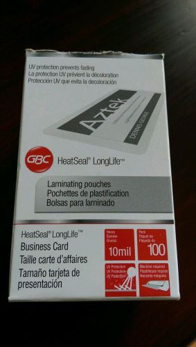 Gbc heatseal longlife business card laminating pouches 10 mil opened 3740412 for sale