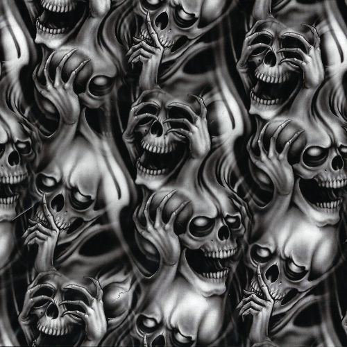 HYDROGRAPHIC FILM HYDRODIPPING HYDRO DIP HEAR SEE SPEAK SKULLS 100CM