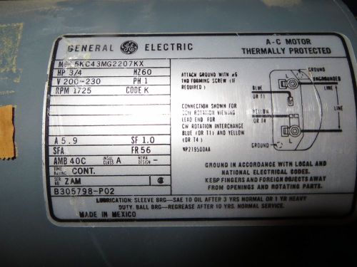 general electric motor moldel 5kc43mg2207kx