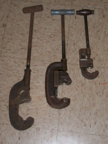 Lot of 3 Pipe Cutters One Ridgid  Will cut pipe from 3/4&#034;up to 2&#034; inches