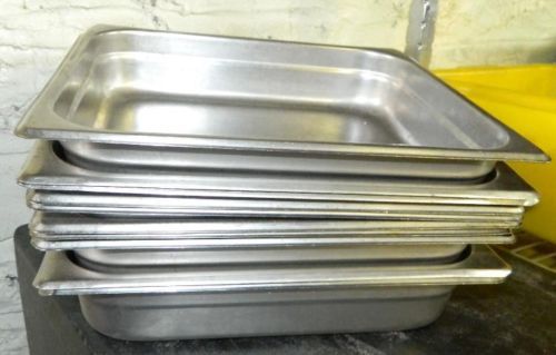 LOT OF *FIVE*  WINCO 2.5&#034; HALF SIZE ANTI-JAMMING  STEAM TABLE PANS