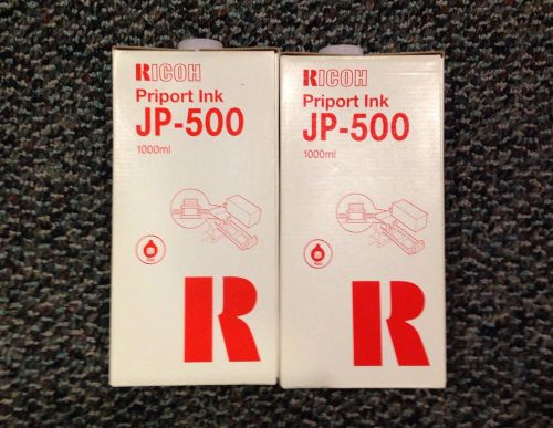 Lot of 2 ricoh jp-500 priport ink cartridges 1000 ml red ink 1 full 1 half full for sale