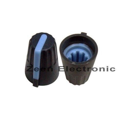 2 x Dark Grey Knob with BLUE Pointer for Potentiometer - FREE SHIPPING