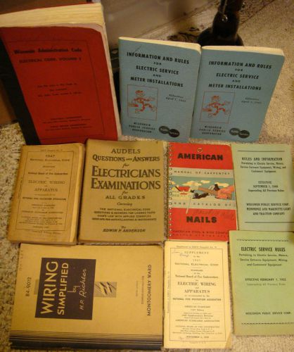 WWII Vtg 40s 9 electrical books national wiring state city code repair manual WI