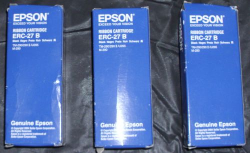 3 New Genuine EPSON POS Ribbon Cartridges- ERC-27 B, Black, ~BRAND NEW &amp; SEALED~