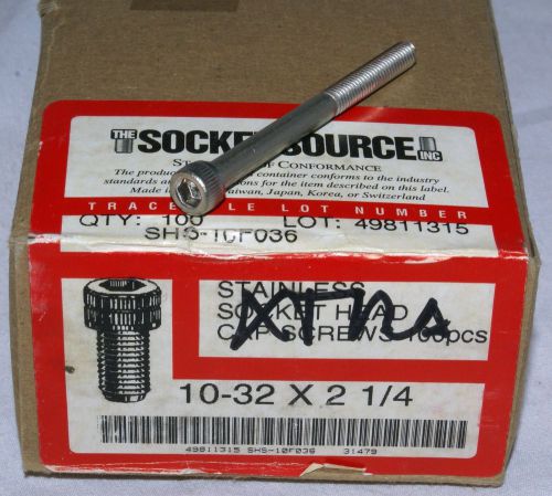 Stainless Steel Socket Cap Screws (SHCS) 10/32 x 2 1/4 (Qty 100)