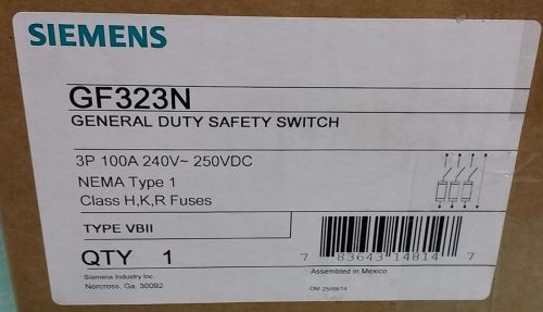Siemens General Duty Safety Switch NIB; Model: GF323N