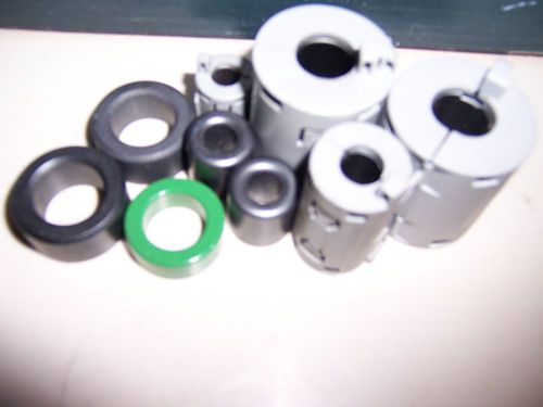 lot of 9 ferrite cores (toroid) assorted sizes (w/ plastic cases)