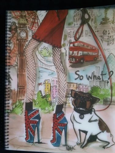 IZAK ZENOU British Bulldog London Sass 4 Subject Notebook w/Plastic Cover NEW