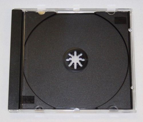 Set of 25 Single CD Jewel Cases Black Tray Clear Top