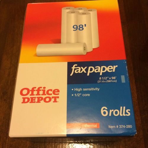 Office Depot Fax Paper NEW 5 Rolls #374-280  High Sensitivity 1/2&#034; core