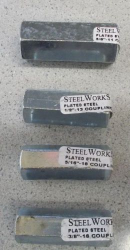 Steel Works COUPLING NUTS 5/8&#034;-11, 1/2&#034;-13, 3/8&#034;-16 &amp; 5/16&#034;-18 Plated Steel