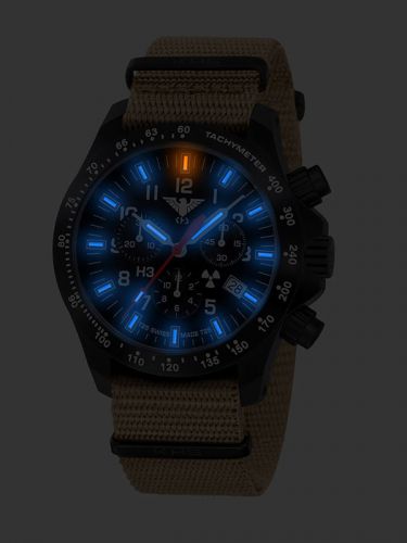 Tactical watch, khs black platoon ldr, chronograph, army band, h3 trigalight®, for sale