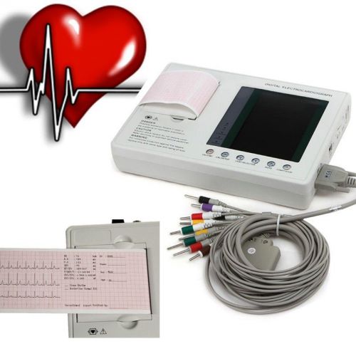 Portable LCD 7&#039;&#039; Digital 3-channel 12 lead Electrocardiograph ECG EKG MACHINE
