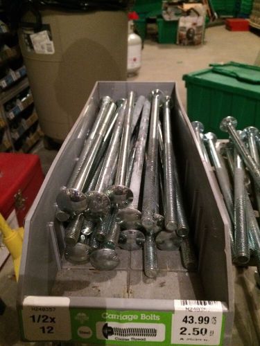 Lot of 25 hillman carriage head bolts 1/2&#034; x 12&#034; zinc plated steel for sale