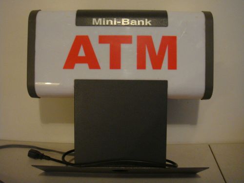 Black &amp; White w/ Red Lettering Lighted Plastic Mini Bank ATM Electric Sign