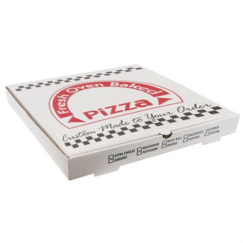 CORRUGATED PIZZA BOXES 16&#034;x16&#034;x1 3/4&#034; WHITE WITH PRINT 90CT