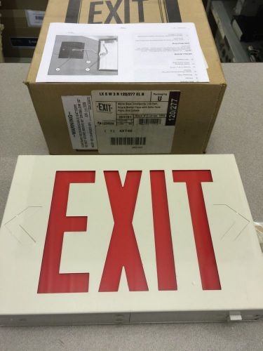 NEW LITHONIA LIGHTING 283161 WHITE STEEL EMERGENCY LED EXIT SIGN RED LETTERS