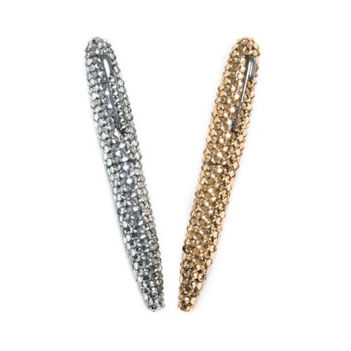 2 x crystal rhinestone roller ball pens : gold &amp; silver for sale