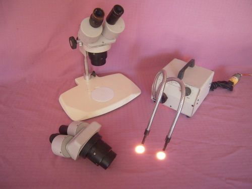 Omano OM2300S-V3 Zoom Stereo Microscope w Dual Head Light Source &amp; Extra Head