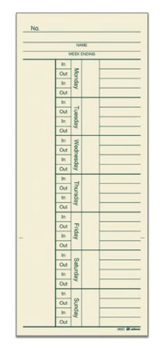 Adams Business Forms 2 Sided Weekly Time Card Set of 12800
