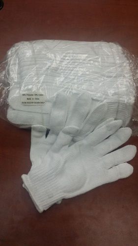 8 DOZEN 96 PAIRS WHITE POLY COTTON STRING KNIT GLOVES LARGE