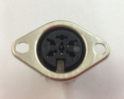 1pc: 6 Pin DIN Female Connector Panel Mount Solder Lug *NOS*