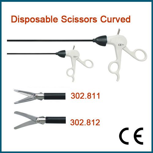 100% Brand New Disposable Scissors Curved ?5x330mm Laparoscopy 302.811/812