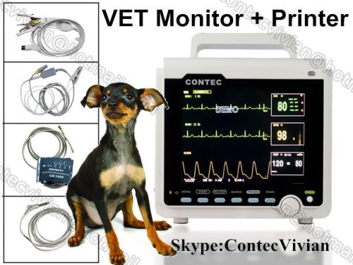 Vet vital signs veterinary patient monitor portable 6 parameter + free printer for sale