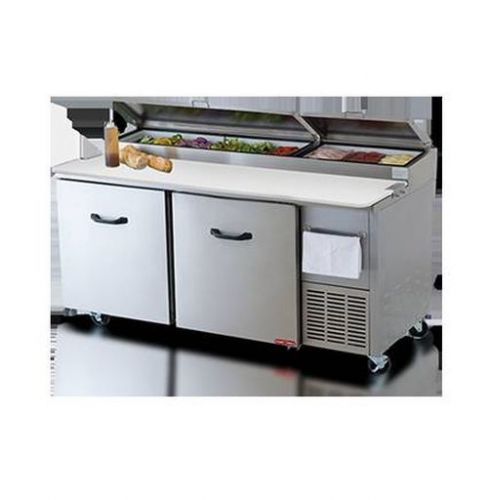 New 67&#034; refrigerated pizza prep table 23 cf 2 door 2 shelf 9 pans 19&#034; deep board for sale
