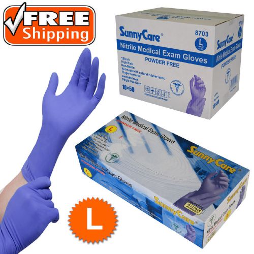 500 Nitrile Exam Glove High Risk Heavy Duty 8mil Blue 12&#034; Extended Cuff -- Large