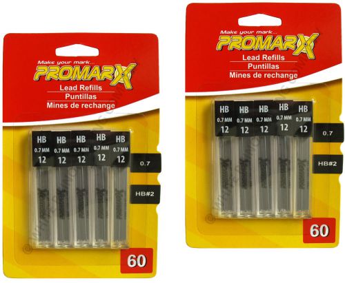 2 Packs of 60 - Promarx Mechanical Pencil Lead Refills 0.7mm HB #2