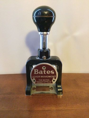 Vintage bates numbering machine, serial #b207704, style e lever movement for sale