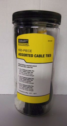 600 piece assorted cable ties - black and natural in container for sale