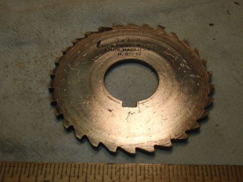 Union 3&#034; x 1/8&#034; x 1&#034; straight tooth side milling cutter hss for sale