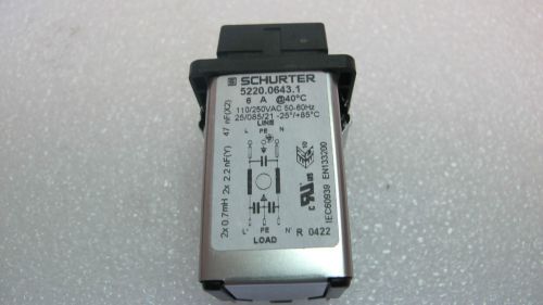 SCHURTER 5220.0643.1 Power Entry Module, Plug, 6A