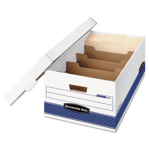 Stor/file extra strength storage box, legal, locking lid, white/blue, 12/carton for sale