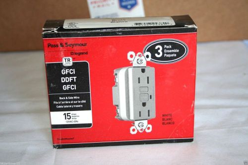 3 Pass &amp; Seymour White Lighted  GFCI Outlet 15 amp 1595TRW3PKCC4