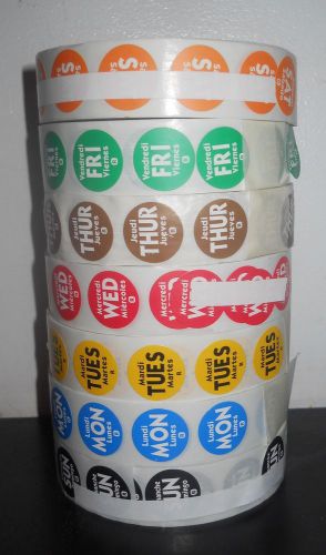 Day Dot Food Labels Monday thru Sunday 1000 Per Roll 7 Rolls Total.