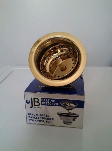 JB JB250PVD Deluxe Brass Kitchen Sink Basket Strainer 3-1/2&#034; *NEW*