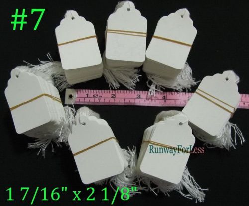 Tags #7 700 pcs Scallop White Price Merchandise Tags Pre-Strung 1 7/16 x 2 1/8&#034;