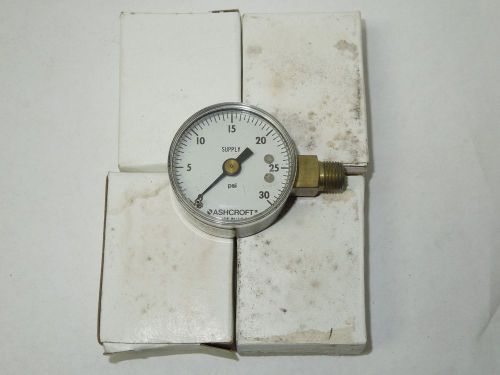 Ashcroft gauge ( lot of 5) 1-1/2&#034; face 0-30 psi 1/8&#034; npt brz lower nib &lt;200e5 for sale