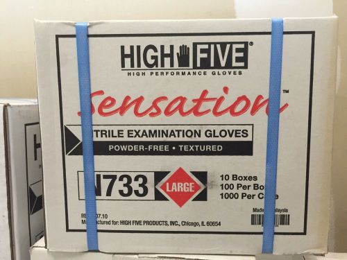 High Five Sensation Nitrile Exam Gloves, Large, N733 (Case of 10 boxes)